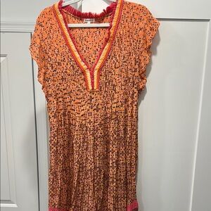 Poupette St. Barth Orange and Pink Mini Dress